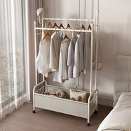 Minimalist Room Light Luxury Floor-standing Balcony Movable Household Double Rod Clothes Rack Living