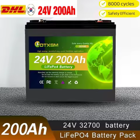 100%New 32700 24V 200Ah lithium iron phosphate battery Built-in 100A BMS,for Solar Marine Overland O