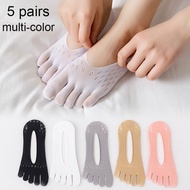 5 Pairs Women’s 5-Toe Socks Summer Mesh Low Cut Separate Five Fingers No-show ankle sock