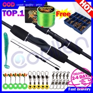 COOLLEN Fishing rod set, complete set, 1.8-meter telescopic fishing rod joran pancing kuat 50kg