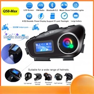 Q58 Max  Intercom Headset Wireless Bluetooth 5.3 LCD Screen for 2 Rider Motorcycle Helmets