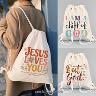 ENJEL String Bag Drawstring Bag 100% Canvas Christian Spiritual Church Size 30x40 Enjel Collection