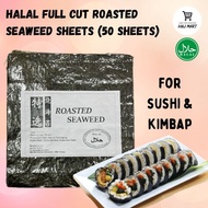 Halal Korea Full Cut Roasted Seaweed Sheets 50 Sheets for Sushi & Gimbap Sushi Nori / Sushi Nori / Y