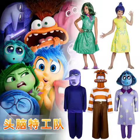 Inside Out 2 Cosplay Anime Cartoon Character Joy Anxiety Disgust Costume Adult Kids Halloween Dance 