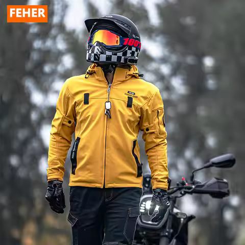 FEHER All Seasons Motorcycle Jacket Waterproof Motorbike Casual Jackets Unisex with CE Protective Ge
