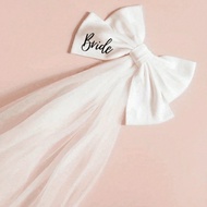 1pc Elegant White Bride To Be Bow Veil With "Bride" Embroidery Ideal For Bachelorette, Hen Parties, 