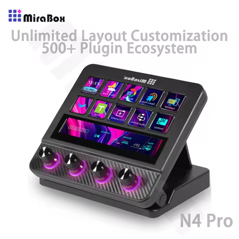 MiraBox N4 Pro Stream Deck Controller, Elgato Alternative, 10 Programmable LCD Keys with 500+ Plugin