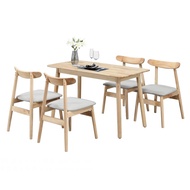 [特價]【MUNA家居】7018型4尺原木色餐桌椅組/1桌4椅