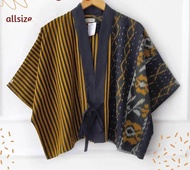 kimono tenun etnik over size-outer tenun-baju atasan wanita