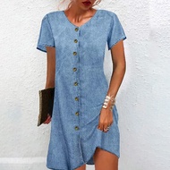 Denim dress2024 denim Dress Women Women Women's Loose Dial Shirt Dress Distressed 12.27