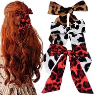 BEGOOD Hair Bows for Women Girls Leopard Print Hair Bow Clips Hair Ribbon Bow with Long Tail Bowknot