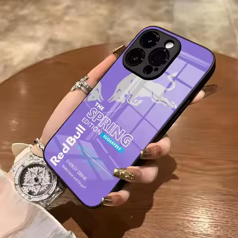 R-Red B-Bulls For IPhone 15 Pro Max 14 Pro 12 16 11 13 Mini X XR XS 8 7 Plus SE Glass Back Cover