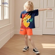 Little maven Children Short-Sleeved Suit Boys Pure Cotton Cartoon Children's Clothing Boys Suit VF8B