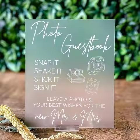 Wedding Photo Guest Book Photobooth Guestbook Sign Polaroid Picture Guestbook Sign In Acrylic Signag