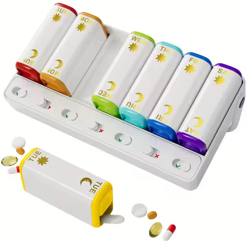 Weekly Pill Organizer Two Time a Day, 7 Day Travel Pill Box, Daily Medicine Organizer, AM&PM Portabl