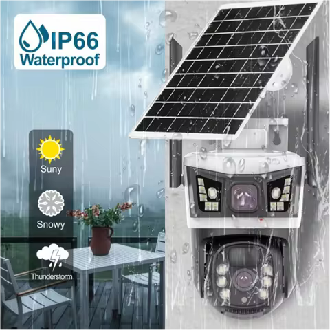 V380 WiFi Solar Digital Camera- Monitor Outdoor Dual Lens 10MP Security home wifi cameras With Red b