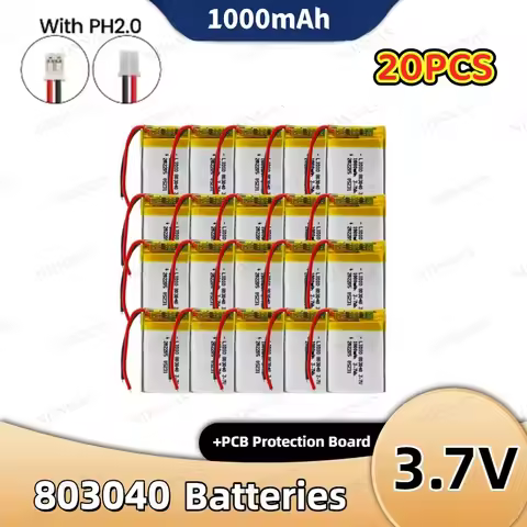 3.7V 803040 1000mAh LIPO Batteries 803040 Lithium Li-Ion Polymer Battery for Remote Control iPod Blu
