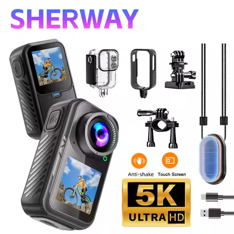 5K Thumb Action Camera 4K 60FPS WiFi 6-Axis Stabilization Touch Screen Sports Camera Magnetic Motorc
