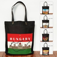 Black Canvas Tote bag Pocket Souvenir Hungaria Totebag Souvenir Hungary