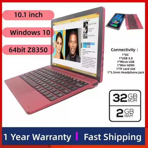 Remax-101 64bit 2in1 10.1" Windows 10 Tablet PC With Detachable Keyboard Intel Atom Z8350 2GB DDR RO