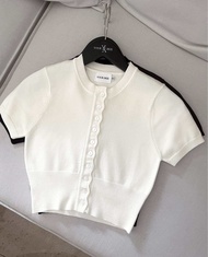 OWN MONEY Contour Knit เสื้อนิตกระดุมเรียบหรู