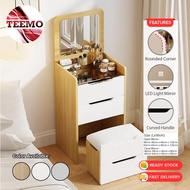Teemo Dressing Table Set With LED Light Makeup Table Mirror Drawer Cabinet Storage Stool Vanity Tabl