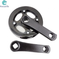 Aluminum Alloy Square Hole Crankset 25T 28T 32T Steel Chainring Dual Guard 114mm