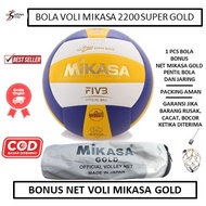 PAKET BOLA VOLI MIKASA 2200 NET VOLI MIKASA GOLD - bola volly asli - bola voli mikasa original asli 