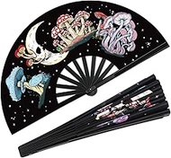 Rave Fan - Larger Bamboo Folding Fan - Clack Fan for Men/Women Handheld Fan for EDM, Music Festival,