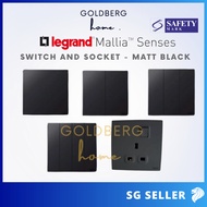Legrand Mallia Senses 2022 (Matt Black) Switch Socket Safety Mark Approved | Goldberg Home