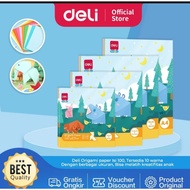 Deli Origami Paper Double Color Origami Folding Paper/ 100 pcs 10 Colors Various Sizes 8363X
