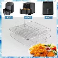 Stainless Steel Air Fryer Pot Double Layer Rack Roasting Rack Versatile Square Roasting Grill Air Fr