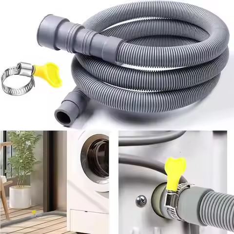 1M 1.5M 2M Cuttable Washing Machine Drain Hose Sink Drain Pipe With Free Clamps And Connectors Repla