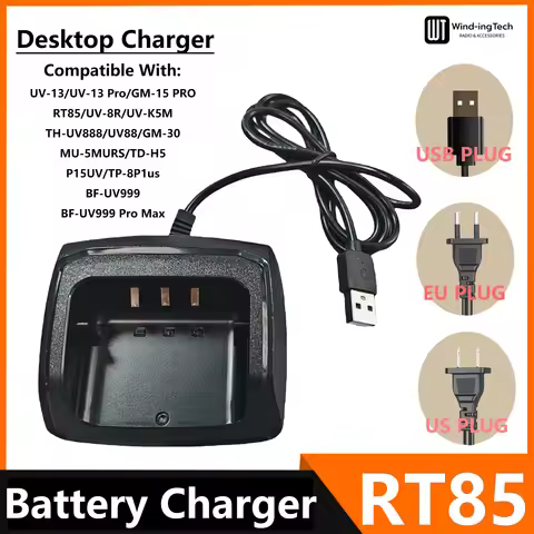 Baofeng RT85 Battery Charger UV-K5M Desktop Base Charger Stations UV-13 UV-K5 Plus GM30 P15UV TH-UV8