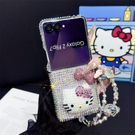 Luxury KT Butterfly Full Diamond Samsung ZFlip34567 7FE Folding Screen Phone Case Rhinestone Case OP