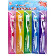 Adult Toothbrush Mixed Colors (1 Pack/5 Pieces) Model Toothbrush-5pack-in-1-04a-Tissue