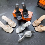Pyramid Glass High Heels Midi Heels Sandals Elegant Slippers for Women