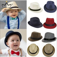 หมวกฟางฤดูร้อนสำหรับเด็กหมวกกันแดดระบายอากาศได้ดีสำหรับเด็กผู้ชายหมวกแจ๊สสำหรับเด็กวัยหัดเดิน Bruno Mars หมวก Fedora