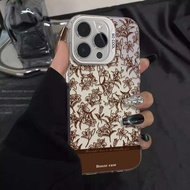Brown Sketch Little Flower Pattern Phone Case For iPhone 17 16 15 14 Plus 13 12 11 16E Pro Max 17 Ai