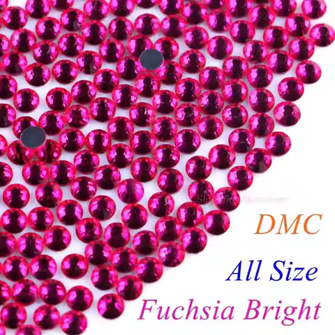 DMC Fuchsia Bright SS6 SS10 SS16 SS20 SS30 Glass Crystals Hotfix Rhinestone Iron-on Rhinestones Shin
