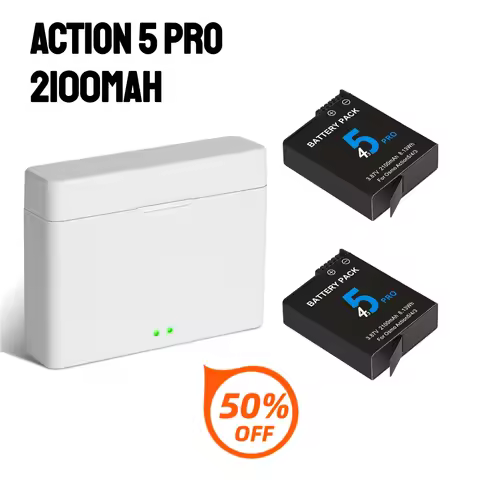 For DJI Osmo Action 5 Pro Action 4 Camera Battery 2100mAh Batteries and Fast Charger for DJI Osmo Ac