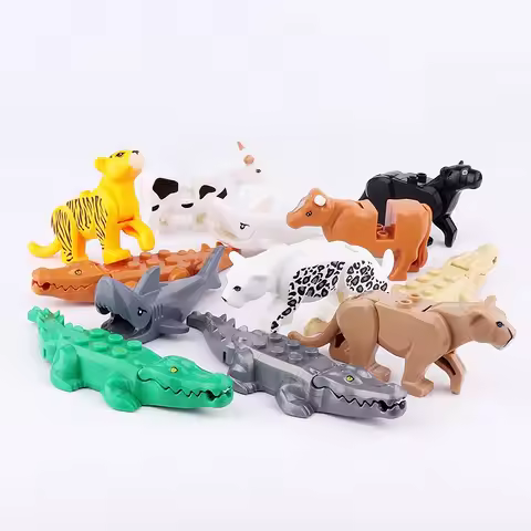Animal Shark Cattle Crocodile Dinosaur Tiger Bear City Zoo Parts Playmobil MOC Figures Compatible Bu
