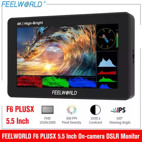 FEELWORLD F6 PLUSX 5.5 Inch Touch Screen On-camera DSLR Field Monitor 3D LUT 1920x1080 4K Video Moni
