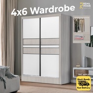 (Siap Pasang)4x6 wardrobe / 4ft x 6ft Sliding Door Wardrobe / Wardrobe Murah / 4x6 Wardrobe / Almari