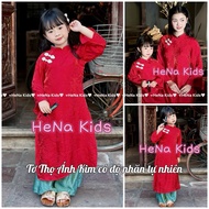 GIVE A GIFT AODIAN DRESS SET FOR MOTHER AND BABY IN HIGH QUALITY METALLIC SILK (Original PHOTO)