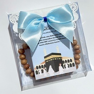 Wooden Prayer Beads Souvenir with Transparent Mica Packaging, Free Greeting Card/Wedding Souvenir, W