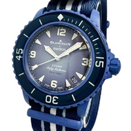 Swatch Scuba Fifty Fathom 藍色 SO35A100 寶珀聯名腕錶，塑膠/尼龍錶殼，自動機械機芯，藍色，男士 [二手]