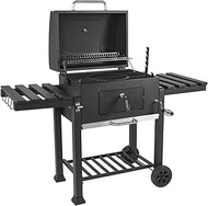Patio Barbecue Grill With 2 Foldable Wooden Side Shelves, Portable Charcoal BBQ Barbecue oven, Barbecue Oven Fumigation Oven Stuffy Large Barbecue for Rack Villa Courtyard