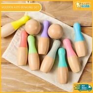 BabyBoss Wooden Kids Bowling Set with 10 Bowling Pin and 2 Bowling Ball for Kids Indoor Skittles