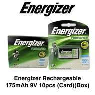 [ Energizer ] Rechargeable 9V Battery | 175mAh | Ni-MH | 10pcs (Card + Box) | Bulk Pack